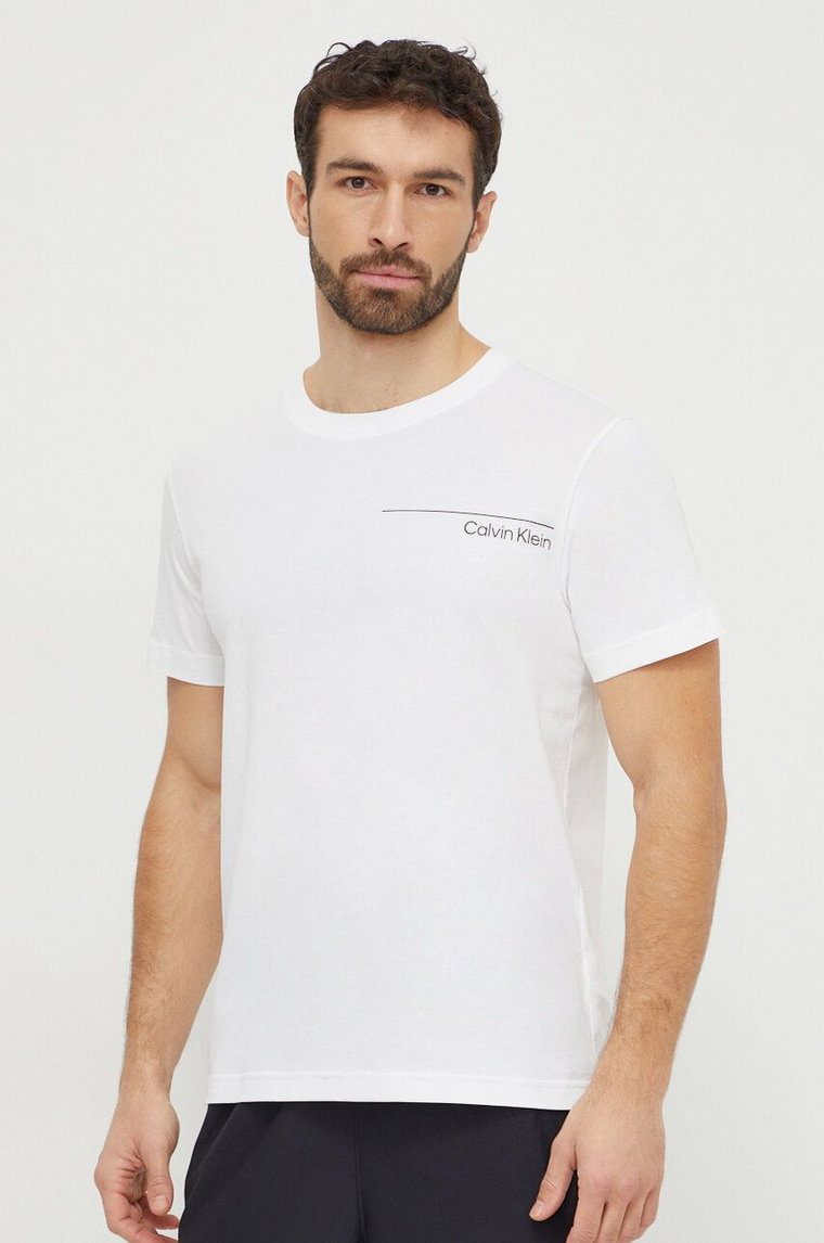 Calvin Klein t-shirt bawełniany męski kolor biały z nadrukiem