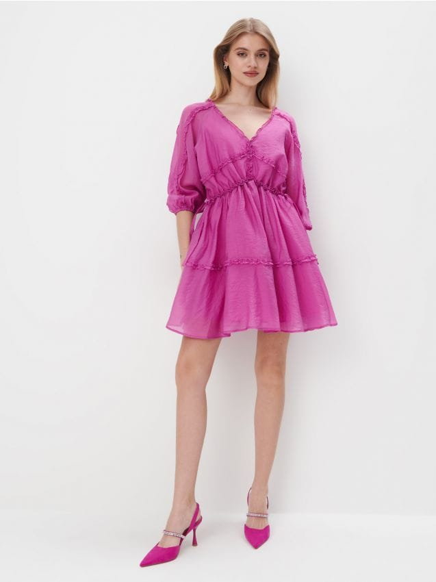 Mohito - Sukienka mini z lyocellem - fioletowy