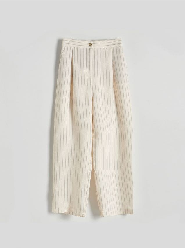 Reserved - Spodnie chino z wiskozy - złamana biel