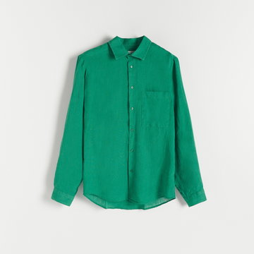 Reserved - Lniana koszula regular fit - Zielony