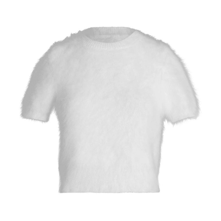 Biała Wełniana Koszulka z Efektem Szczotkowania Maison Margiela