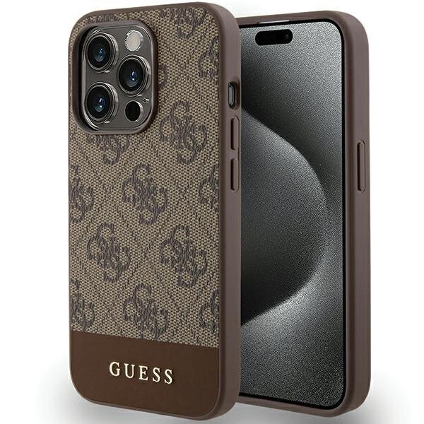 Guess GUHCP15LG4GLBR iPhone 15 Pro 6.1" brązowy/brown hardcase 4G Stripe Collection