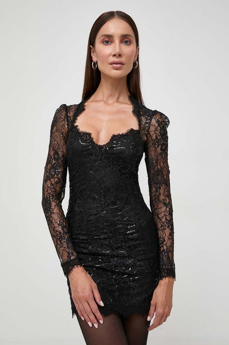 Bardot sukienka kolor czarny mini dopasowana