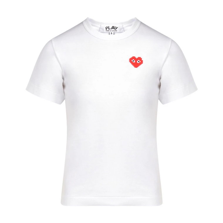 Biała bawełniana koszulka z logo serca dla kobiet Comme des Garçons Play