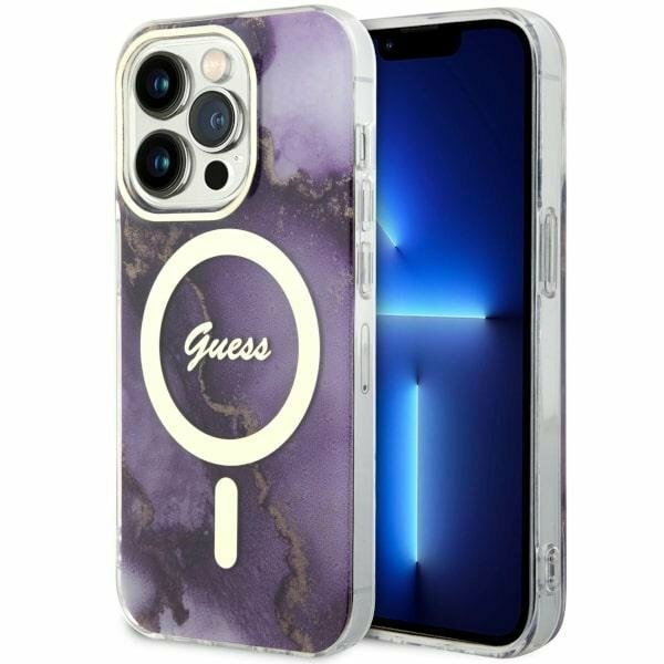 Guess GUHMP14XHTMRSU iPhone 14 Pro Max 6.7" purpurowy/purple hardcase Golden Marble MagSafe