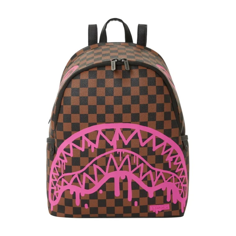 Modny Plecak Damski - Pink Drip Brown Check Sprayground