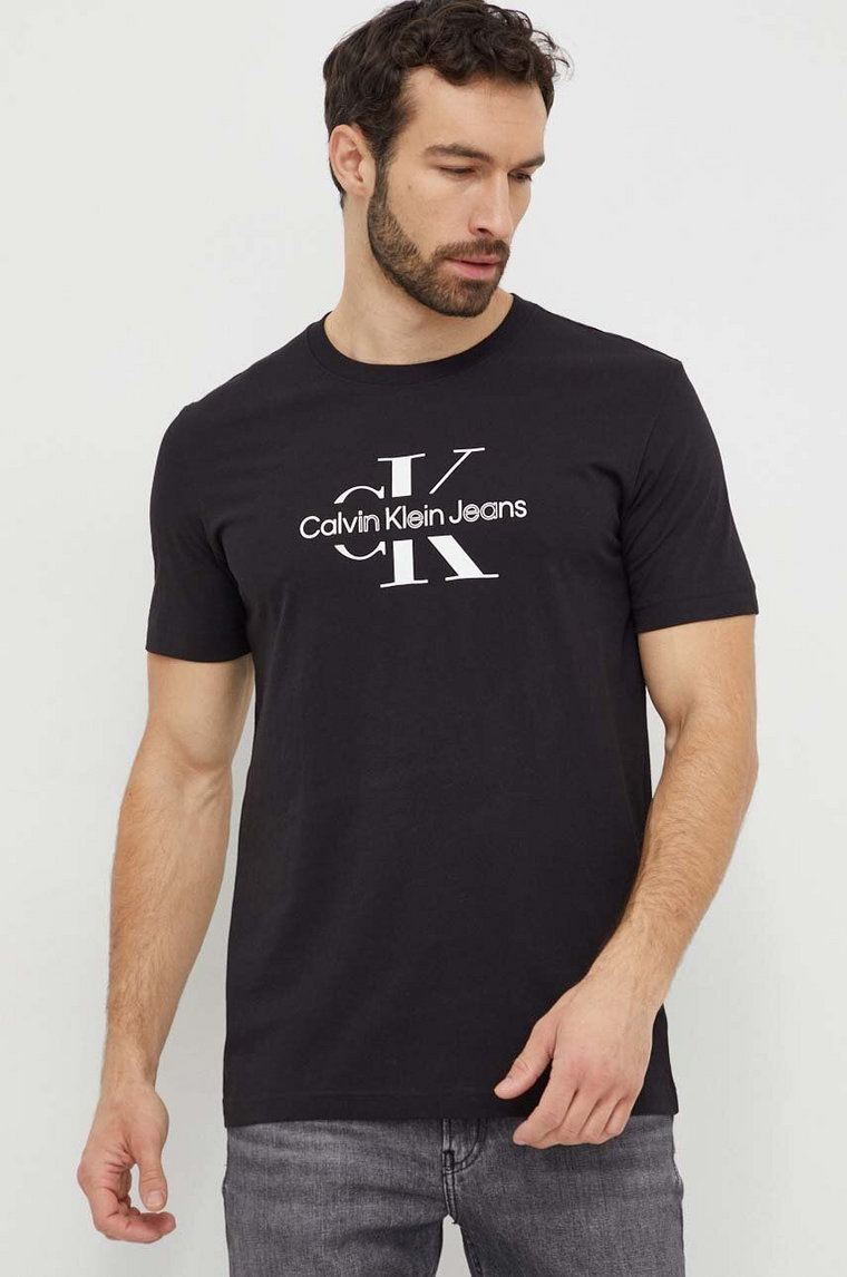 Calvin Klein Jeans t-shirt bawełniany męski kolor czarny z nadrukiem