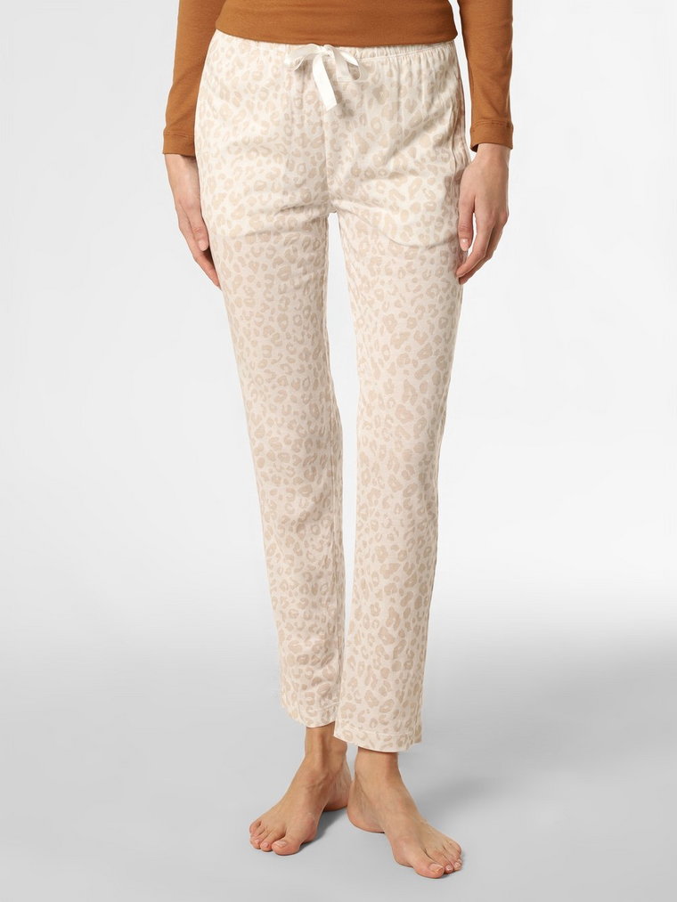 Marie Lund - Damskie spodnie od piżamy, beżowy|biały