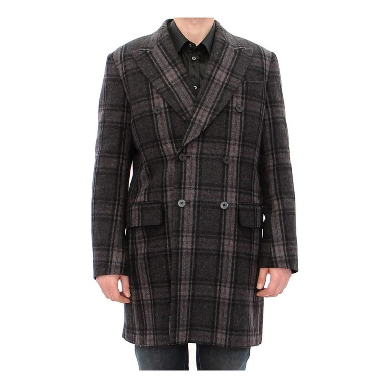 Gray Double Breasted Coat Jacket Dolce & Gabbana