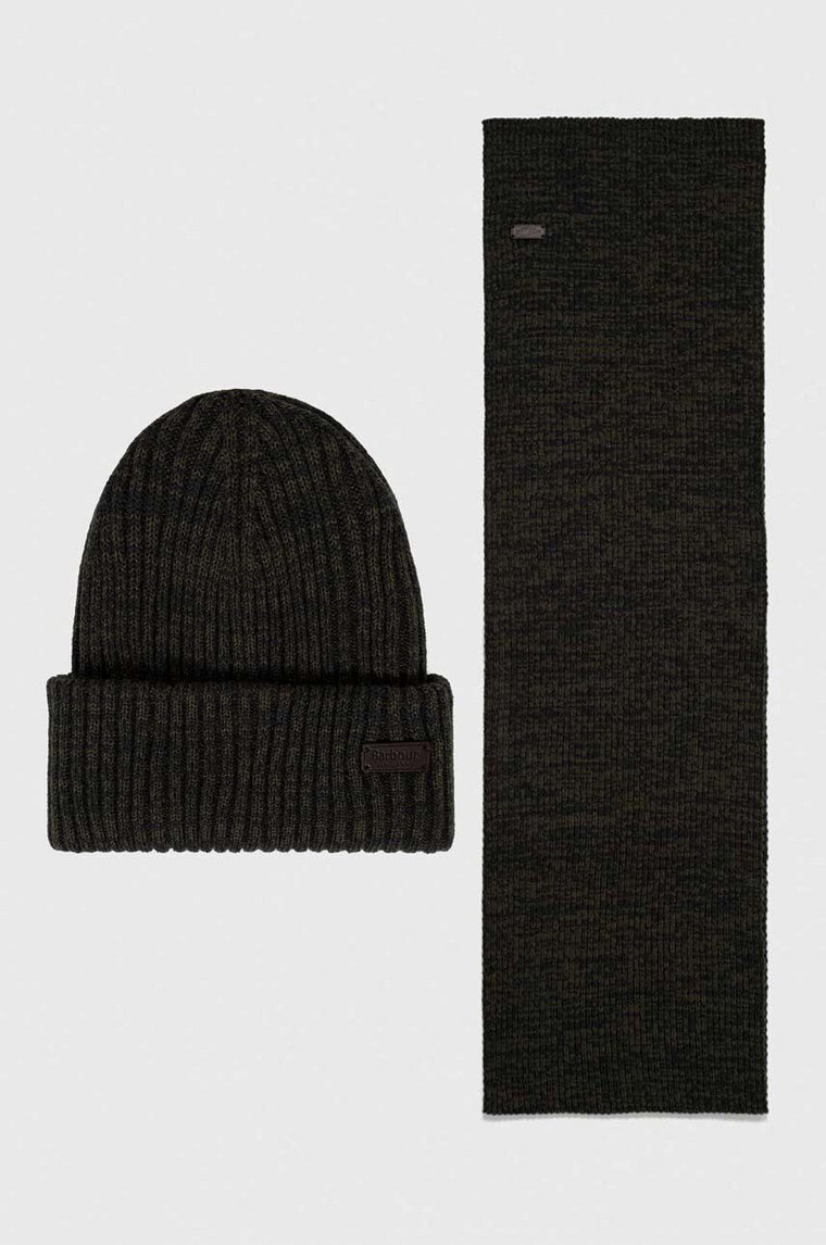 Barbour komplet Crimdon Beanie & Scarf Gift Set kolor zielony MGS0019