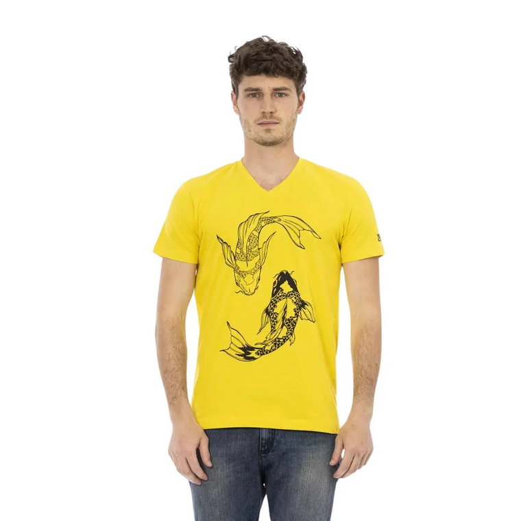 Żółta koszulka z V-dekoltem Trussardi