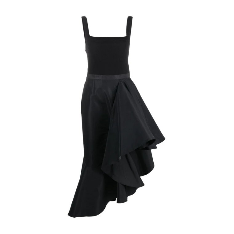 Czarna asymetryczna sukienka midi Alexander McQueen