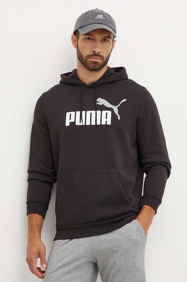 Puma bluza męska kolor czarny z kapturem z nadrukiem