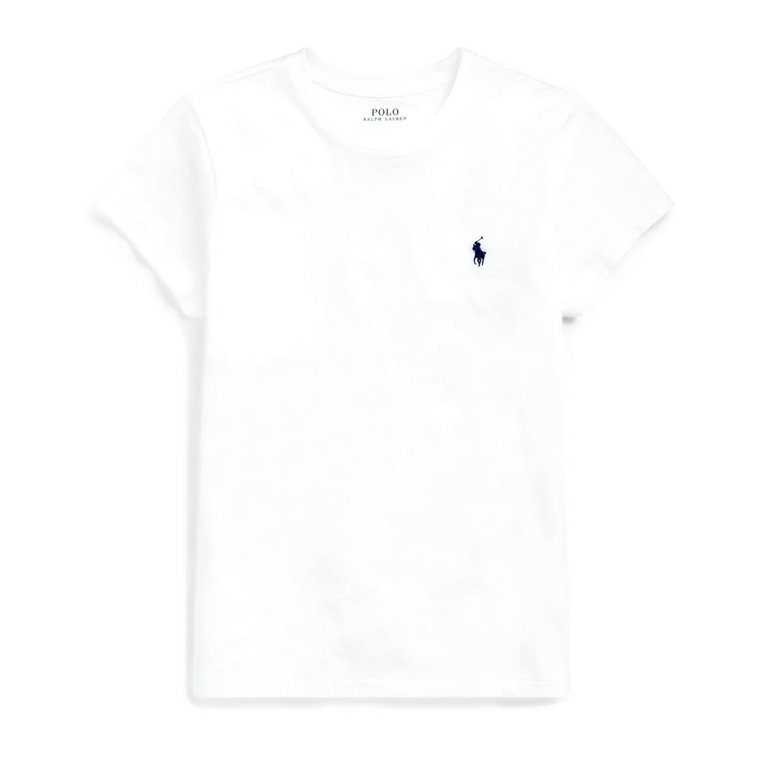 Biała bawełniana koszulka z haftowanym logo Pony Ralph Lauren