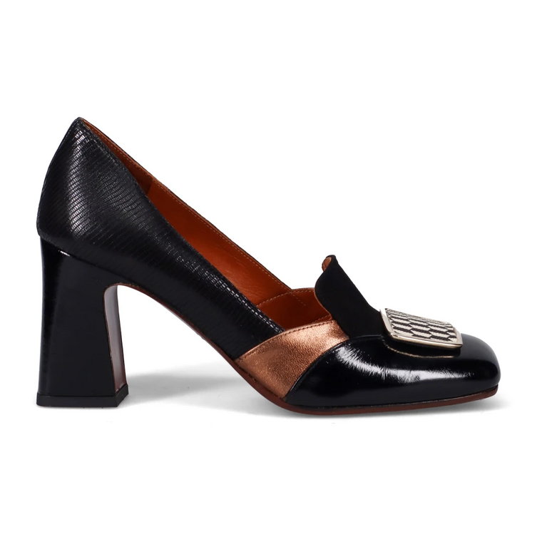 Czarne płaskie buty z geometrycznym wzorem Chie Mihara