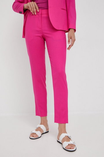 PS Paul Smith spodnie wełniane damskie kolor różowy fason cygaretki medium waist