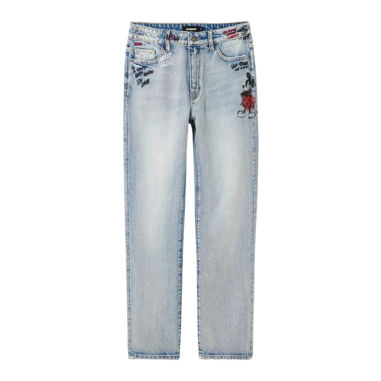 Niebieskie zniszczone jeansy dla kobiet Desigual