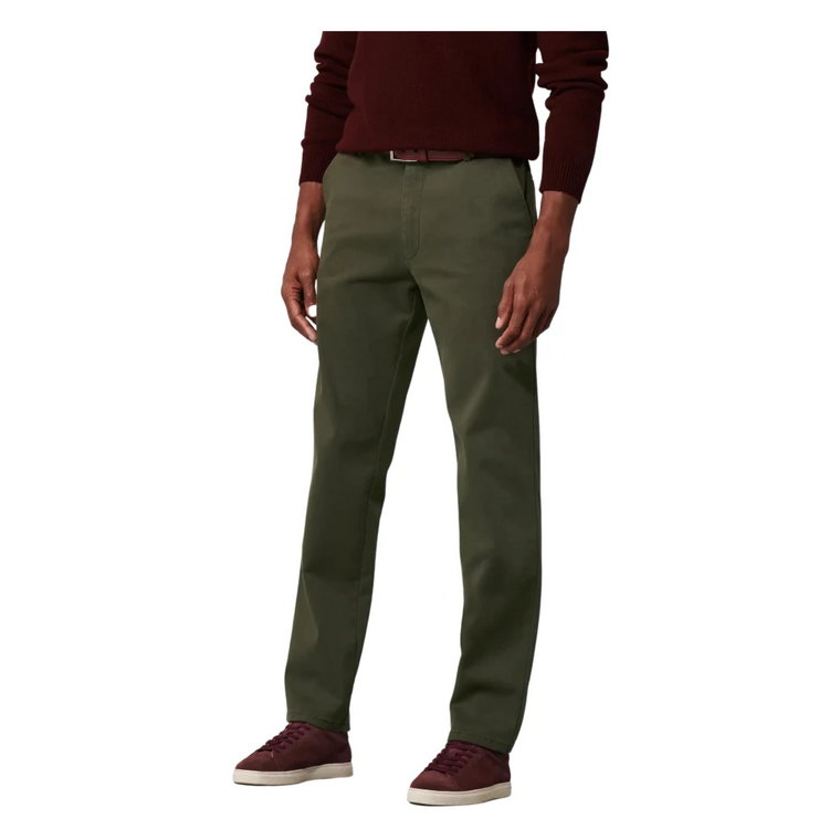Zielone spodnie regular fit z wysokiej jakości wykończeniem Meyer