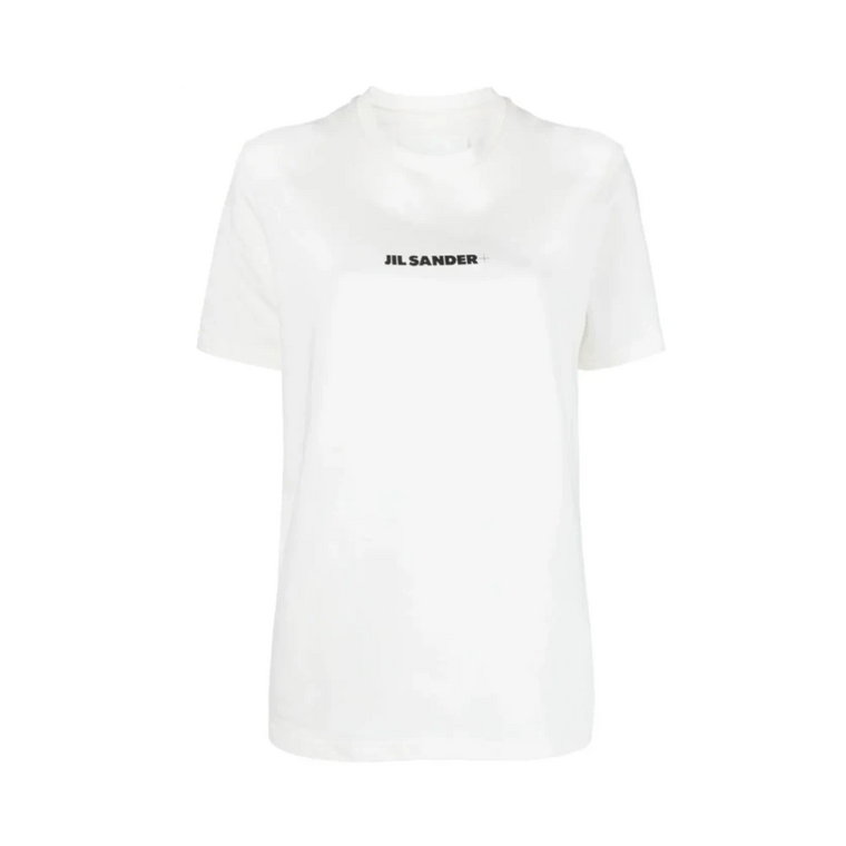 Biała/Czarna Koszulka Logo Plus Jil Sander