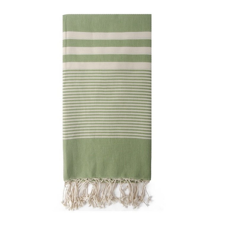 Ręcznik Hammam plażowy z frędzlami 100x180 Hereke zielony