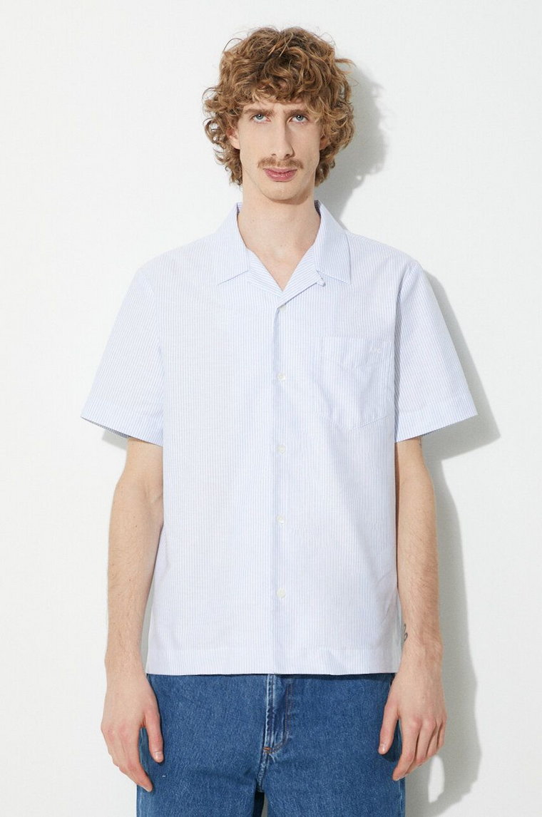 A.P.C. koszula bawełniana chemise lloyd avec logo męska kolor niebieski regular COGUH-H12585