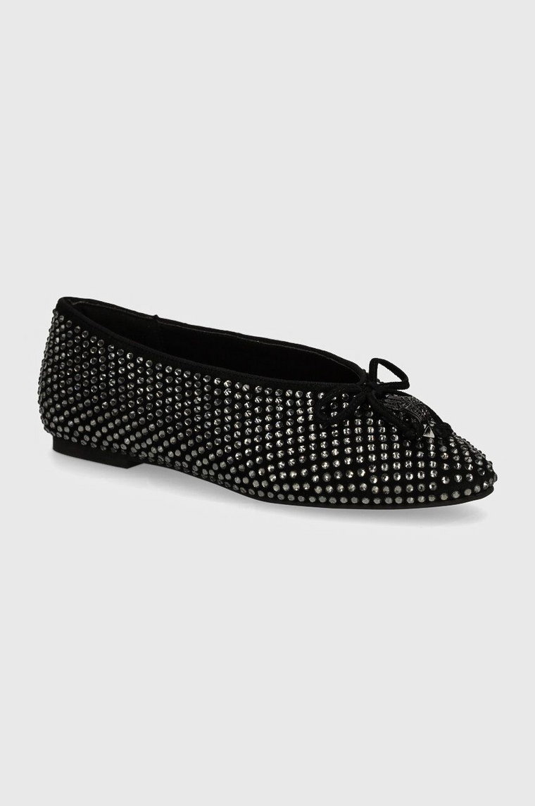 Kurt Geiger London baleriny zamszowe Sloane Eagle Ballerina Dr kolor czarny  2672805209