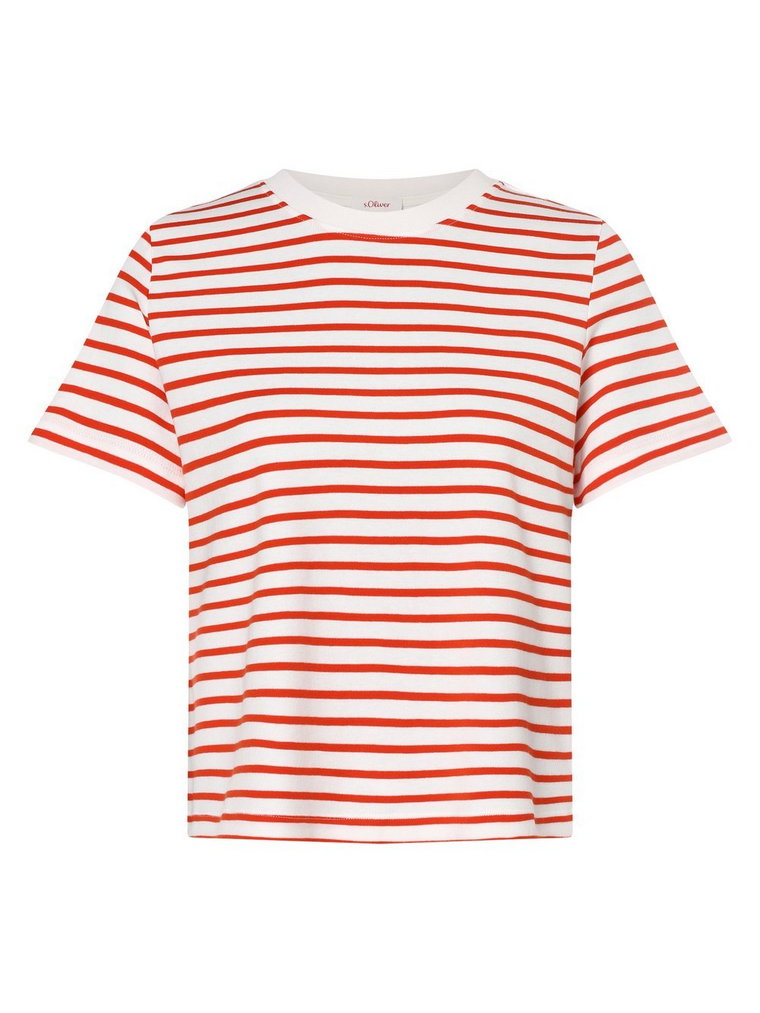 s.Oliver - T-shirt damski, czerwony|biały