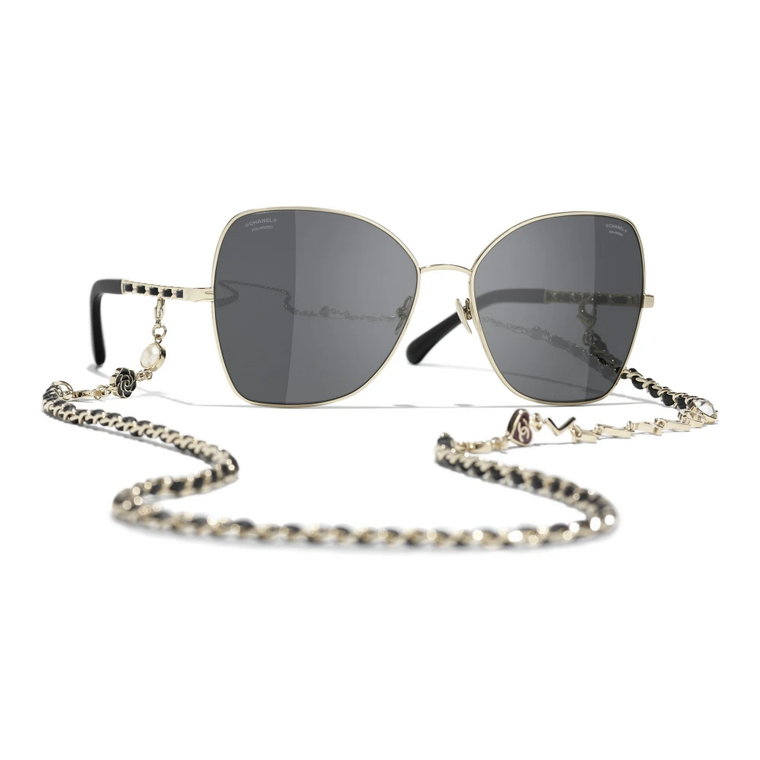 Złote okulary przeciwsłoneczne, wszechstronne i stylowe Chanel