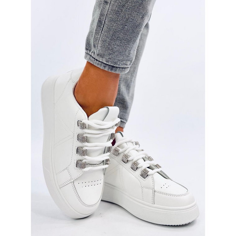 Sneakersy z grubymi sznurówkami Sadri White białe