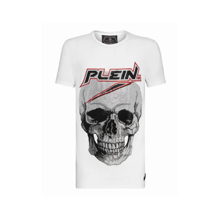 Platinum Cut Biała Koszulka z Okrągłym Dekoltem Philipp Plein