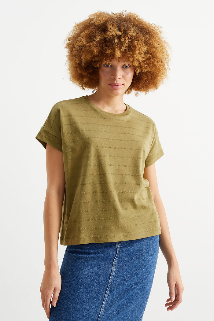 C&A T-shirt-w paski, Zielony, Rozmiar: XS