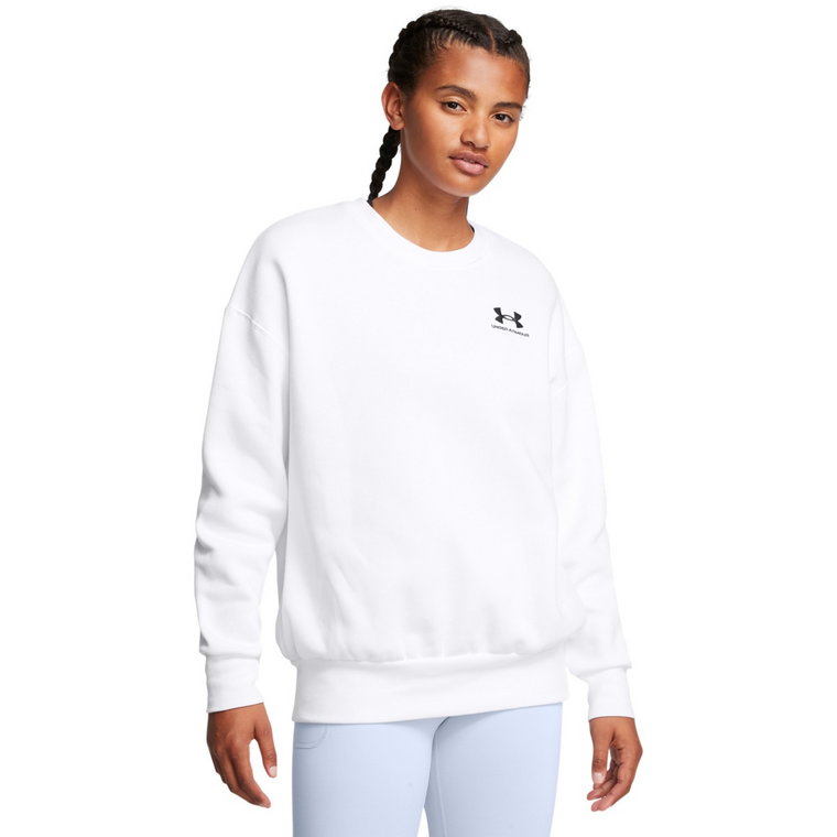 Damska bluza dresowa nierozpinana bez kaptura Under Armour UA Icon Fleece OS Crew - biała