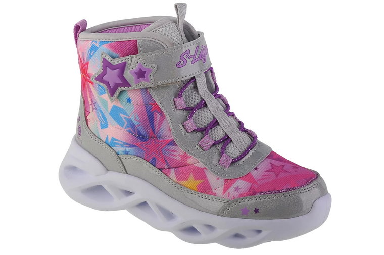 Skechers Twisty Brights - Sweet Starz 302690L-SMLT, Dla dziewczynki, Srebrne, buty zimowe, tkanina, rozmiar: 29