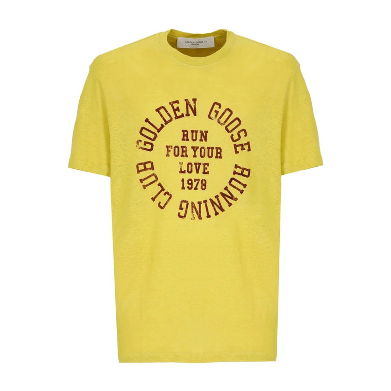 Stylowa Żółta Koszulka z Lnu dla Mężczyzn Golden Goose