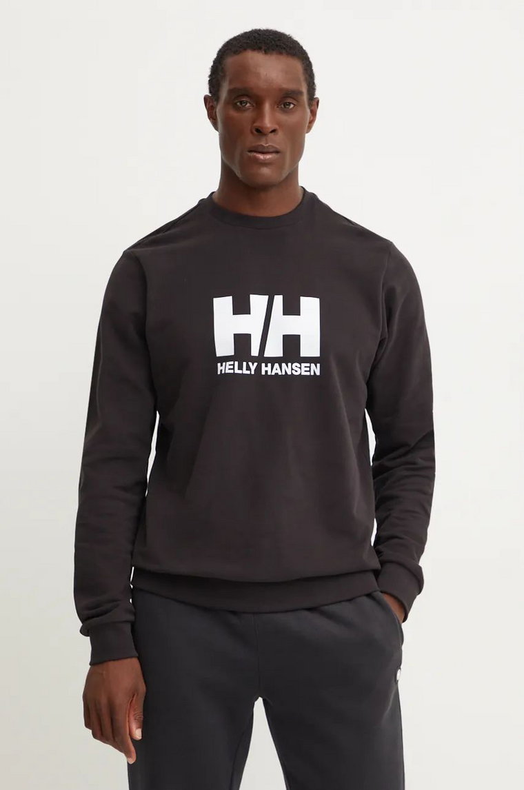 Helly Hansen bluza bawełniana HH LOGO męska kolor czarny z nadrukiem 30395