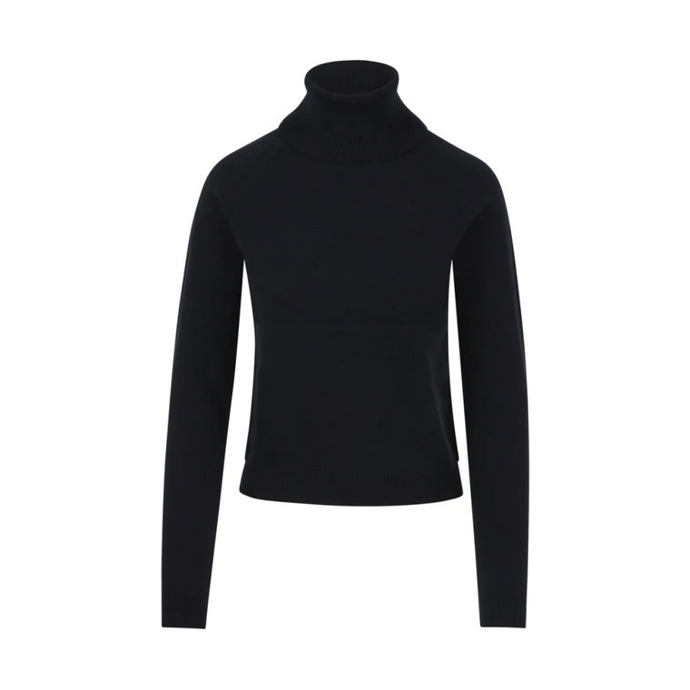 Czarny Sweter z Okrągłym Dekoltem Raglan Cashmere Company