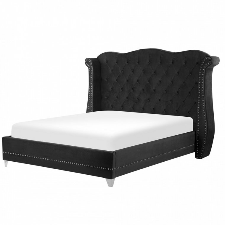 Łóżko welurowe 160 x 200 cm czarne AYETTE kod: 4251682225250