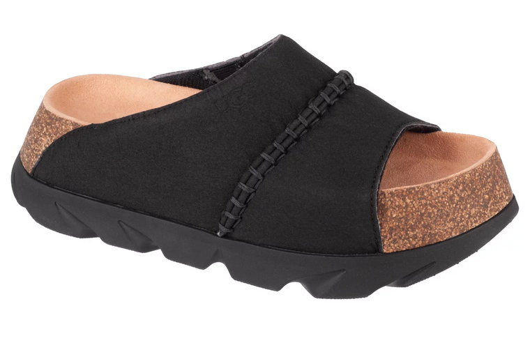 UGG Sunskip Slide 1152695-BLK, Damskie, Czarne, Kapcie, skóra zamszowa, rozmiar: 37