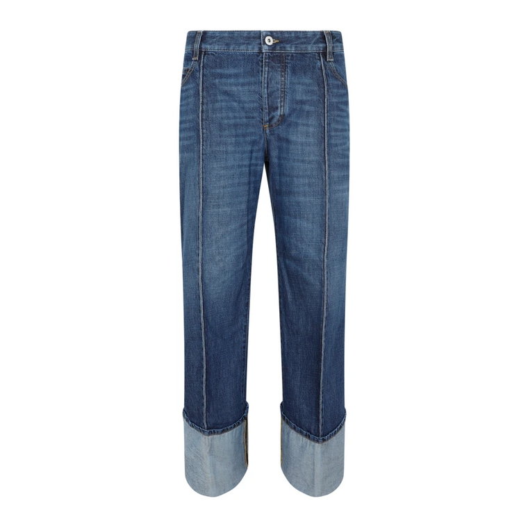 Mid Blue Bawełniany Denim Jeans Bottega Veneta