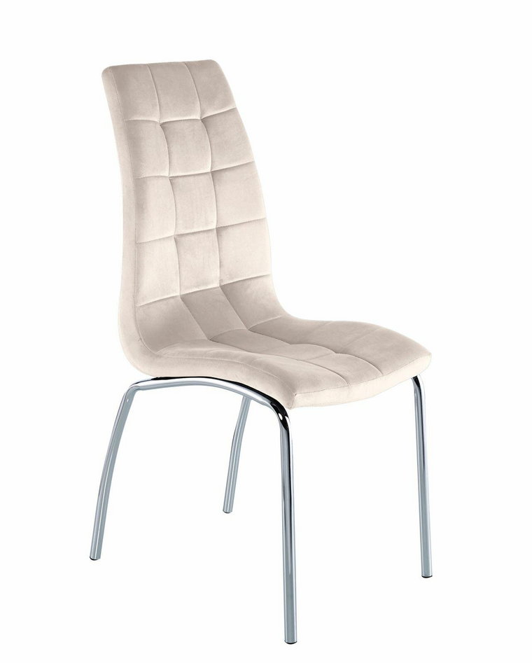 Krzesło Ezara Velvet beżowe/srebrne nogi