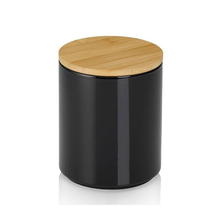 Pojemnik kuchenny, ceramika/bambus, 1,0 l, śred. 12 x 15 cm, czarny kod: KE-15274