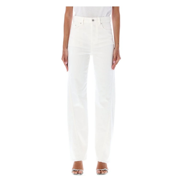Białe Spodnie Jeansowe z Efektem Skręcenia - Moda Damska Lanvin