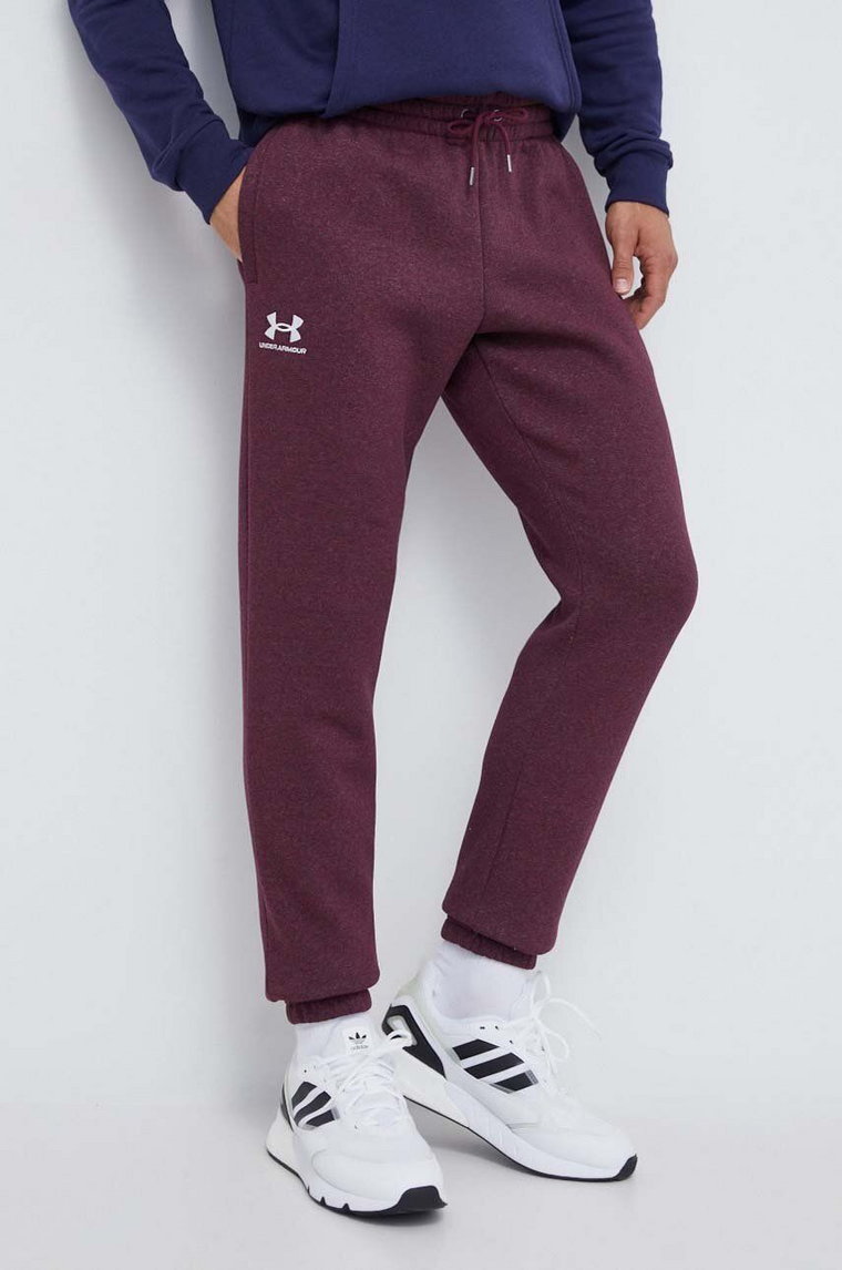 Under Armour spodnie dresowe kolor bordowy gładkie 1373882