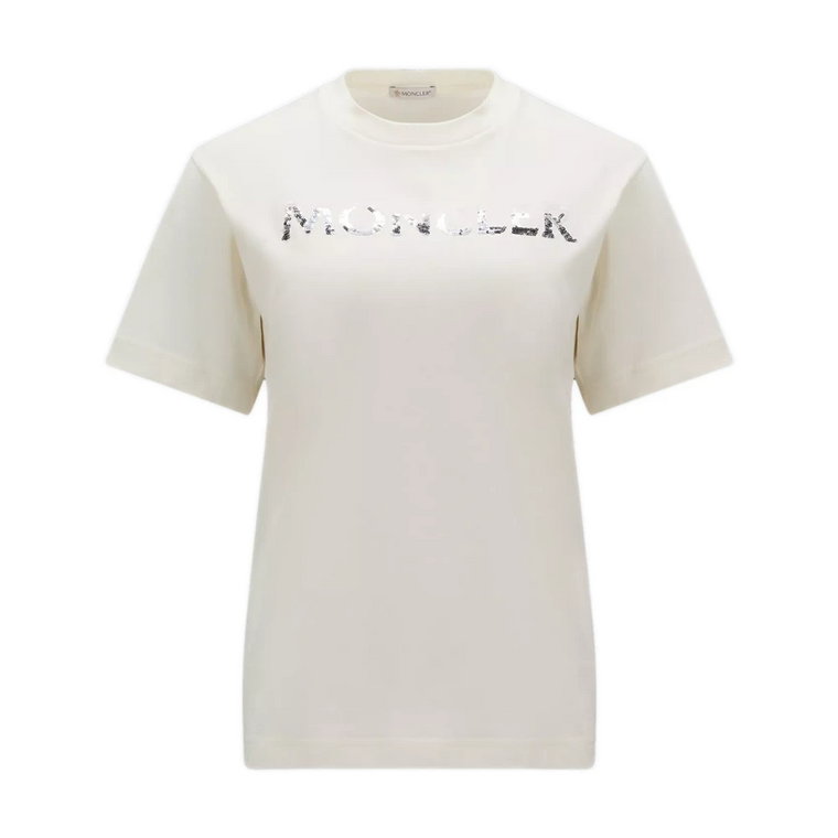Białe T-shirty i Pola z Haftowanym Logo Moncler