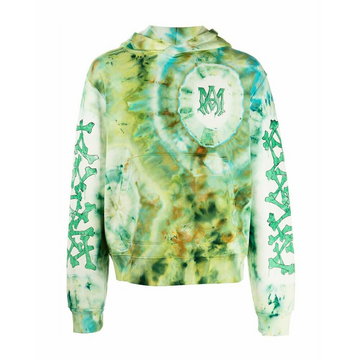 Amiri, tie-dye logo-print cotton hoodie Zielony, male,