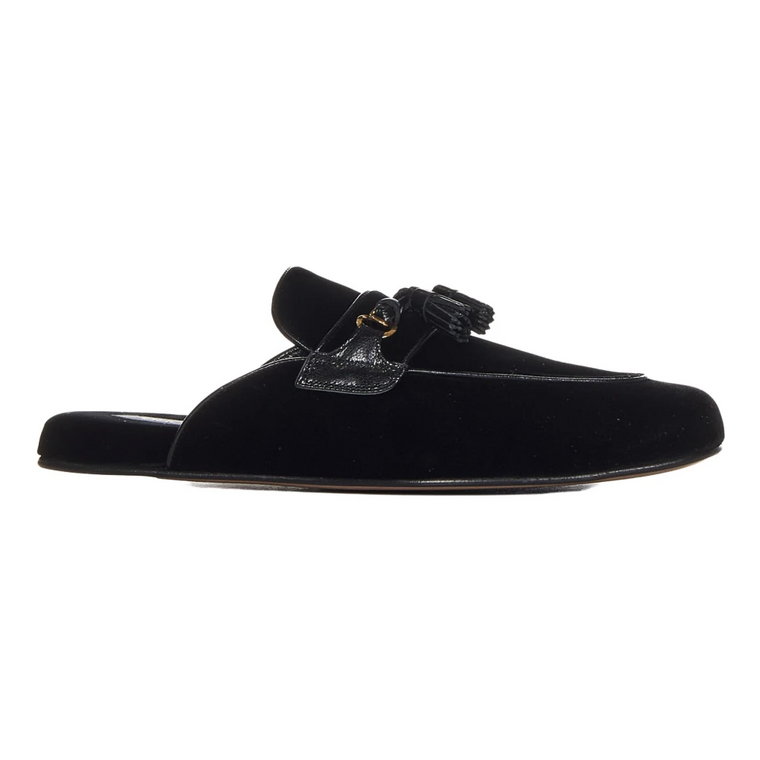 Czarne Slip-on Flats Mules Tom Ford