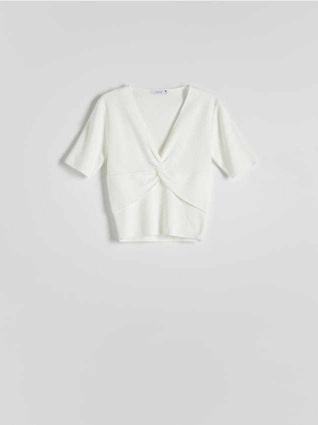 Reserved - Dzianinowa bluzka - złamana biel