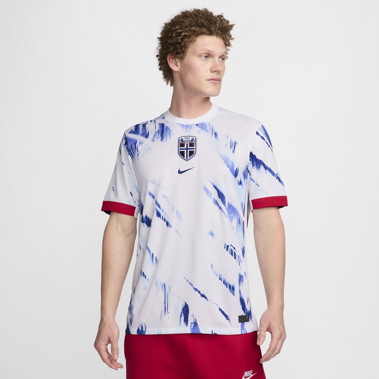 Męska koszulka piłkarska Nike Dri-FIT Norwegia (drużyna męska) Stadium 2024/25 (wersja wyjazdowa)  replika - Biel