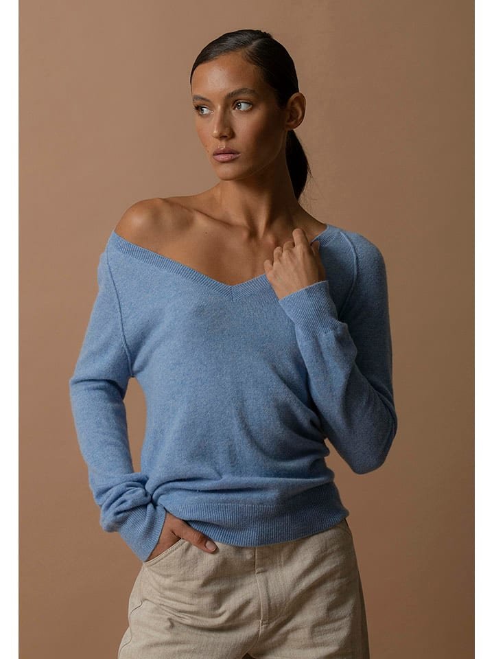 Perfect Cashmere Kaszmirowy sweter "Penelope" w kolorze błękitnym