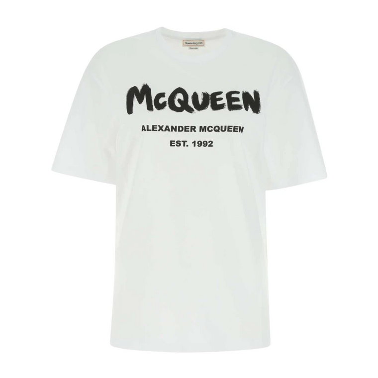 Biała koszulka z wysokiej jakości bawełny Alexander McQueen
